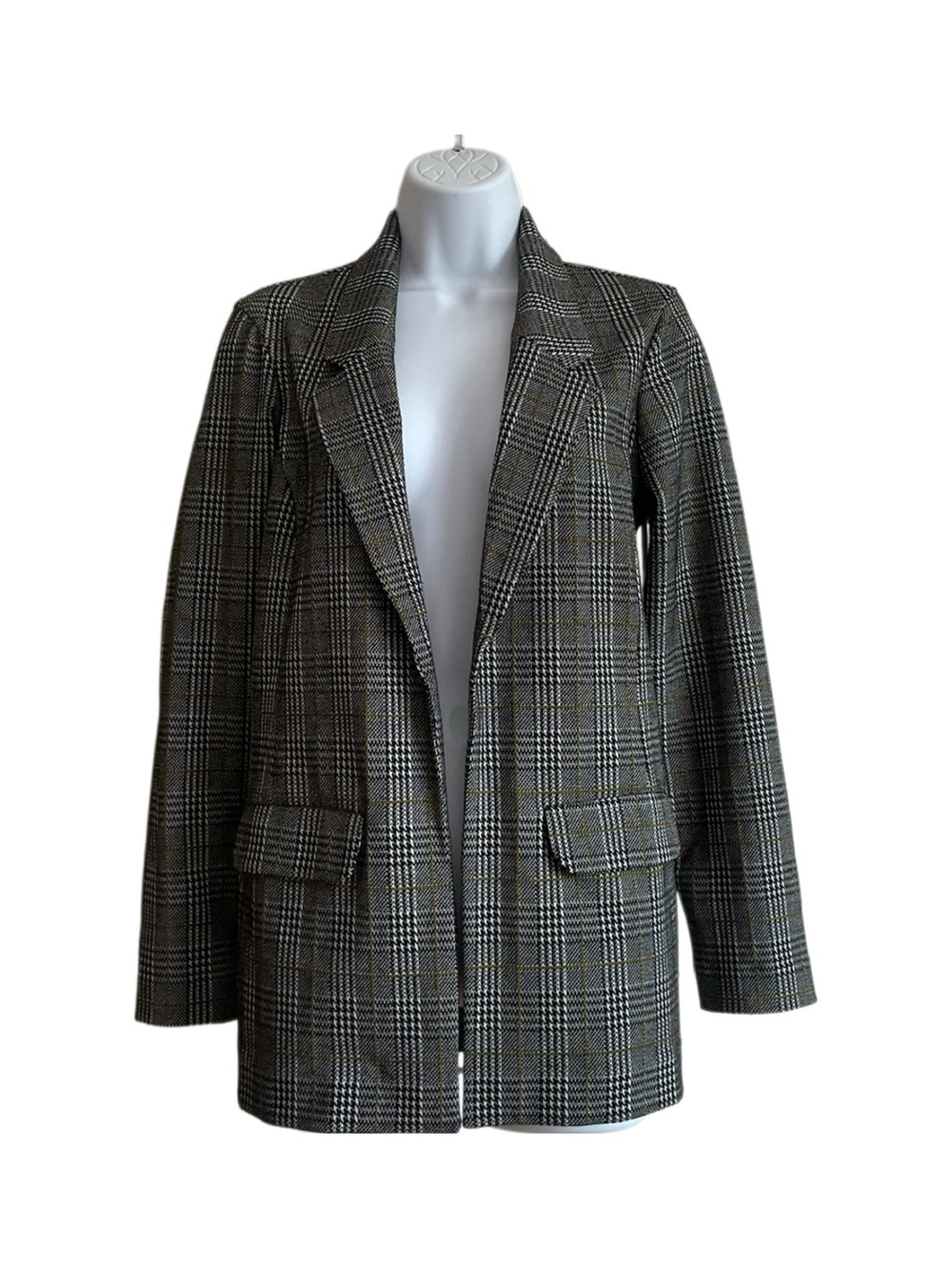 Liverpool Plaid Longline Blazer - Black, Gray & Mustard